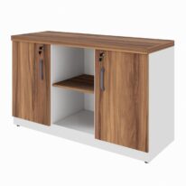 Armário Baixo Credenza – 1,20×0,73X0,45m NOGAL SEVILHA/BRANCO – 34312 Araguaia Móveis para Escritório