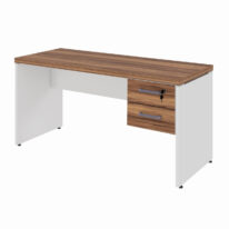 Mesa de Escritório 1,50×0,60m C/ Gaveta – NOGAL SEVILHA/BRANCO – 34318 Araguaia Móveis para Escritório