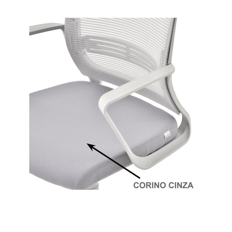 Cadeira de Escritório Diretor Tela MAYA c/ braço – Corino CINZA – 34031 Araguaia Móveis para Escritório 7