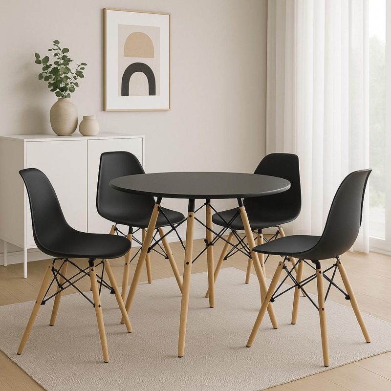 Mesa Residencial Redonda EIFFEL 0,90M – PRETO – 45112 Araguaia Móveis para Escritório 5
