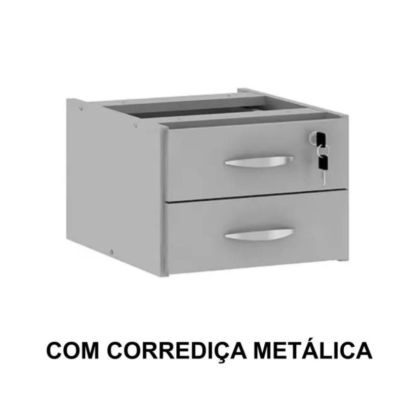 Estação de Trabalho 1,40×1,40m com 02 Gavetas – JOB – CINZA / CINZA – 43019 Araguaia Móveis para Escritório 4