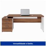 Mesa PEDESTAL RETA (03 Gav.) – 1,92X0,70m – WORKSTART – NOGAL SEVILHA/BRANCO- 34405 Araguaia Móveis para Escritório 12