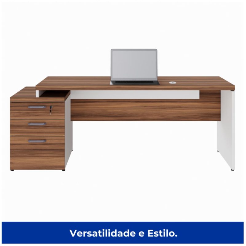 Mesa PEDESTAL RETA (03 Gav.) – 1,92X0,70m – WORKSTART – NOGAL SEVILHA/BRANCO- 34405 Araguaia Móveis para Escritório 4