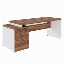 Mesa PEDESTAL RETA (03 Gav.) – 1,92X0,70m – WORKSTART – NOGAL SEVILHA/BRANCO- 34405 Araguaia Móveis para Escritório