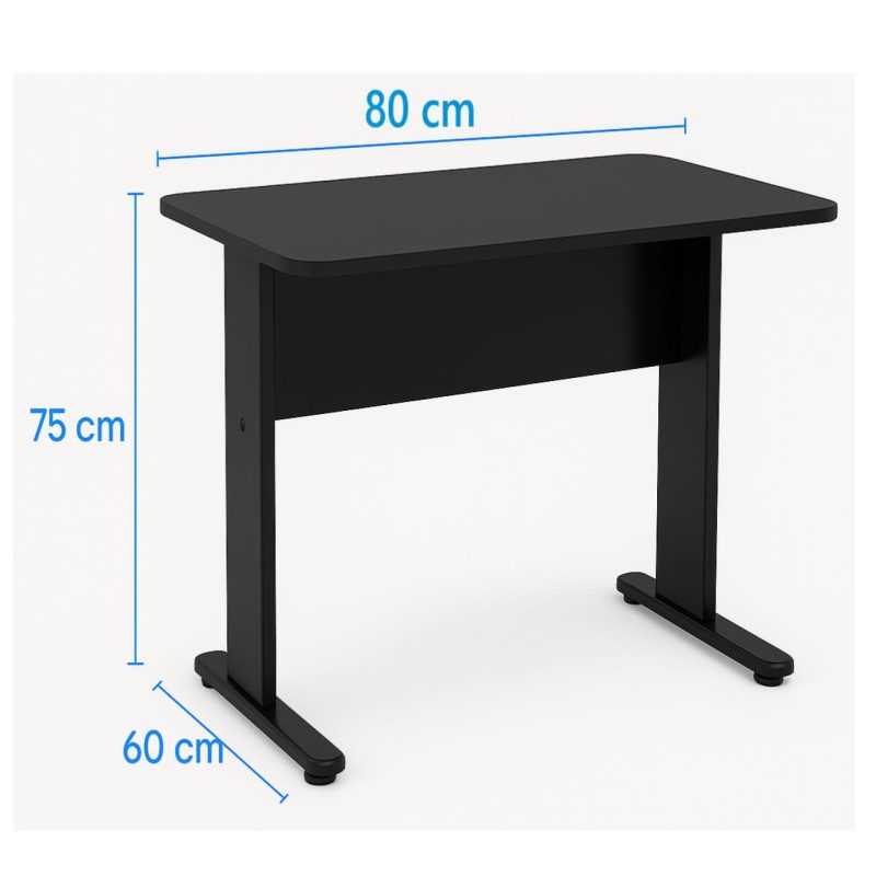 Mesa Escritório 0,80×0,60m – JOB – PRETO/PRETO – 43088 Araguaia Móveis para Escritório 5