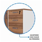 Mesa Escritório PRESIDENTE c/ Armário Pedestal – 1,82×1,80m – NOGAL SEVILHA/BRANCO – 34602 Araguaia Móveis para Escritório 14
