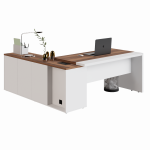 Mesa Escritório PRESIDENTE c/ Armário Pedestal – 1,82×1,80m – NOGAL SEVILHA/BRANCO – 34602 Araguaia Móveis para Escritório 21