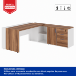 Mesa Escritório PRESIDENTE c/ Armário Pedestal – 1,82×1,80m – NOGAL SEVILHA/BRANCO – 34602 Araguaia Móveis para Escritório 12