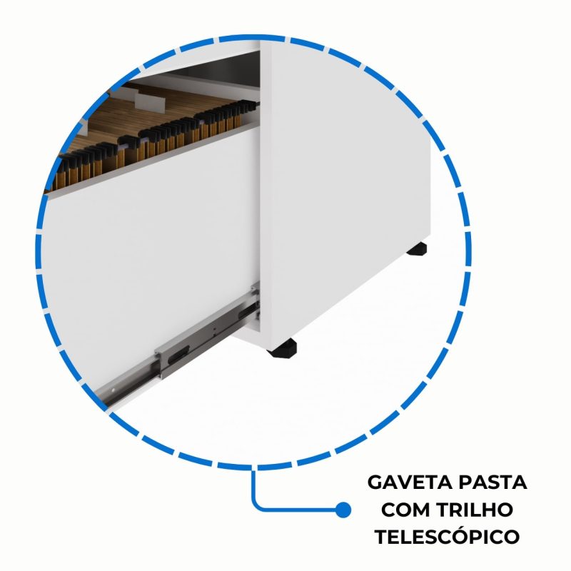 Armário Baixo 03 Gavetas e Porta (MISTO) – NOGAL SEVILHA/BRANCO – 34422 Araguaia Móveis para Escritório 7