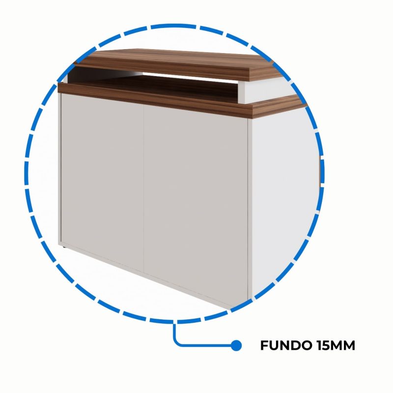 Armário Baixo 03 Gavetas e Porta (MISTO) – NOGAL SEVILHA/BRANCO – 34422 Araguaia Móveis para Escritório 6