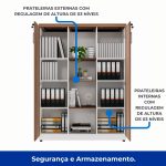 Armário Alto Credenza com Nicho – 1,61×1,20×0,45m – NOGAL SEVILHA/BRANCO- 34415 Araguaia Móveis para Escritório 12