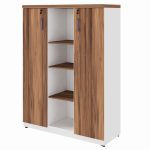 Armário Alto Credenza com Nicho – 1,61×1,20×0,45m – NOGAL SEVILHA/BRANCO- 34415 Araguaia Móveis para Escritório 10