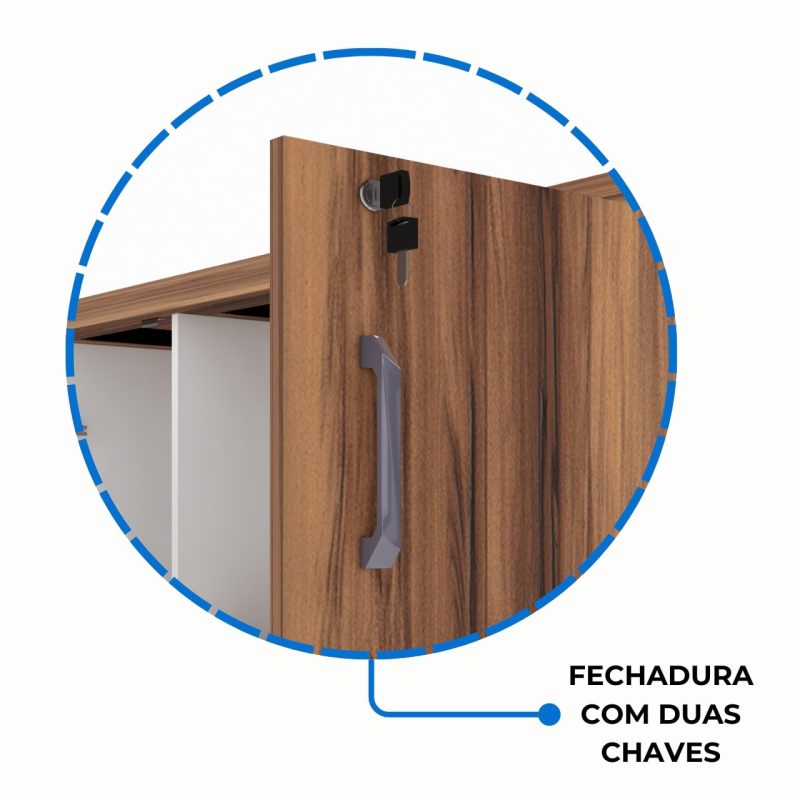 Armário Alto Credenza com Nicho – 1,61×1,20×0,45m – NOGAL SEVILHA/BRANCO- 34415 Araguaia Móveis para Escritório 5