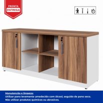 Armário Baixo GOLD Credenza ESPECIAL – 1,60×0,73×0,45m – NOGALSEVILHA / BRANCO – 34502 Araguaia Móveis para Escritório