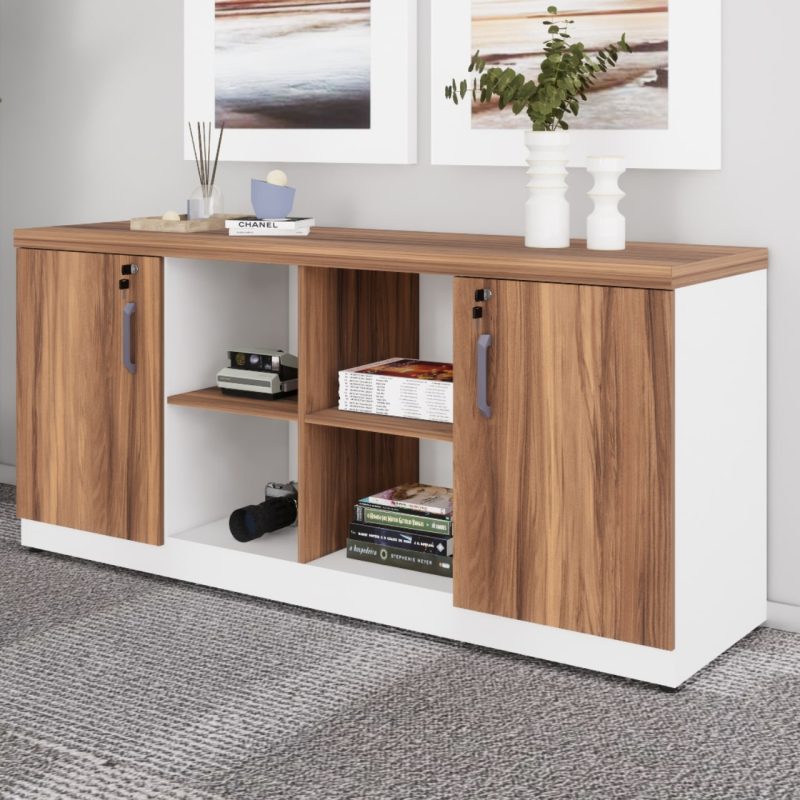 Armário Baixo GOLD Credenza ESPECIAL – 1,60×0,73×0,45m – NOGALSEVILHA / BRANCO – 34502 Araguaia Móveis para Escritório 3
