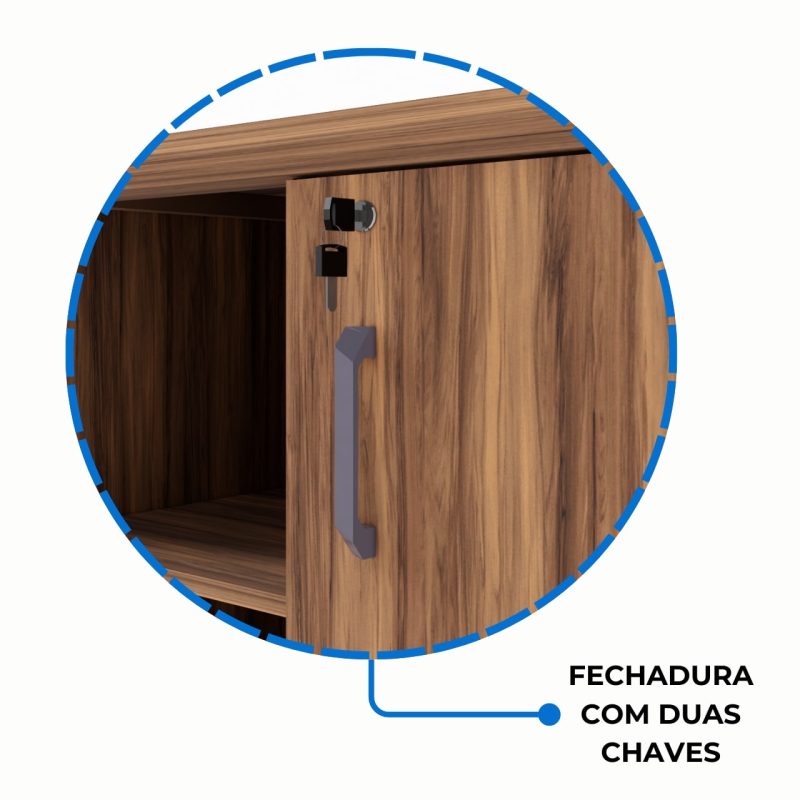 Armário Baixo GOLD Credenza ESPECIAL – 1,60×0,73×0,45m – NOGALSEVILHA / BRANCO – 34502 Araguaia Móveis para Escritório 7