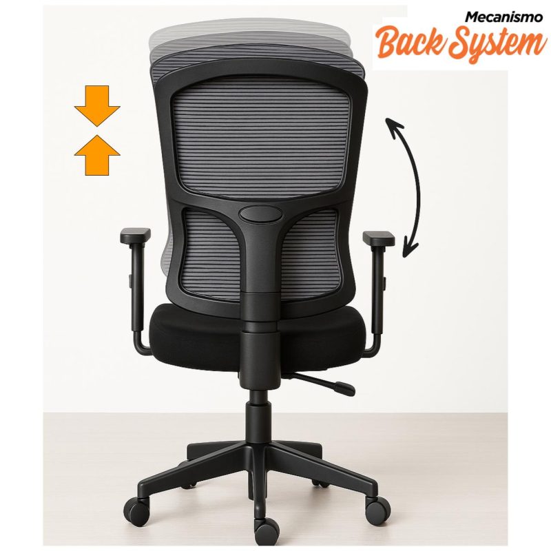 Cadeira de Escritório Tela PRYUS Back System – Cor Preto – 20099 Araguaia Móveis para Escritório 5