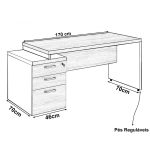 Mesa PEDESTAL RETA (03 Gav.) – 1,92X0,70m – WORKSTART – NOGAL SEVILHA/BRANCO- 34405 Araguaia Móveis para Escritório 19