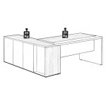 Mesa Escritório PRESIDENTE c/ Armário Pedestal – 1,82×1,80m – NOGAL SEVILHA/BRANCO – 34602 Araguaia Móveis para Escritório 20