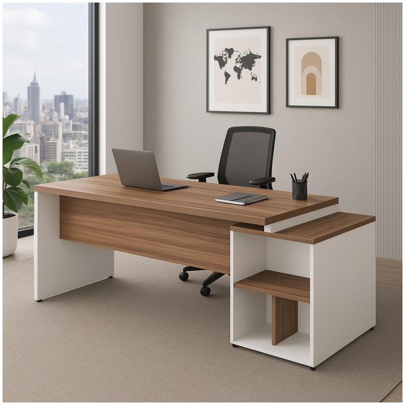 Mesa PEDESTAL RETA (03 Gav.) – 1,92X0,70m – WORKSTART – NOGAL SEVILHA/BRANCO- 34405 Araguaia Móveis para Escritório 9