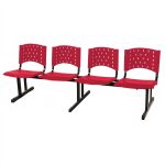Cadeira Longarina PLASTICA 4 Lugares Cor Vermelho 33090
