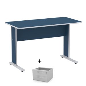 Mesa Escritório 1,20x0,60m c/ Gavetas - Cor Azul - JOB - 44085