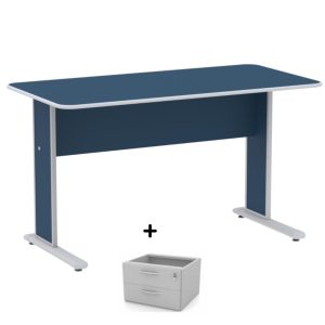 Mesa Escritório 1,50x0,60m c/ Gavetas - Cor Azul - JOB - 44087