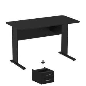 Mesa Escritório 1,20x0,60m c/ Gavetas - Cor Preto - JOB - 44090