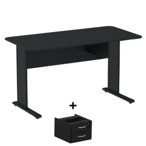 Mesa Escritório 1,50x0,60m c/ Gavetas - Cor Preto - JOB - 44093