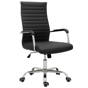 Cadeira de Escritório PRESIDENTE LONDON Giratória - Base Cromada - COR PRETO - 31089