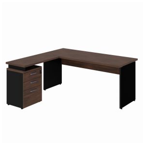 Mesa Escritório em "L" c/ Gaveteiro 1,70m Marsala/Preto - 23481