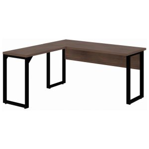 Mesa em L com PÉ QUADRO (1,70x0,70m + Mesa Auxiliar) - S/ Gavetas MARSALA/PRETO - 25478