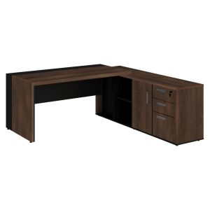 Mesa PRESIDENTE c/ Armário Pedestal - 1,82x1,80m MARSALA / PRETO - 23483