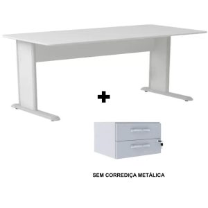 Mesa Escritório 1,50x0,60m com GAVETAS - JOB - CINZA/CINZA - 43082