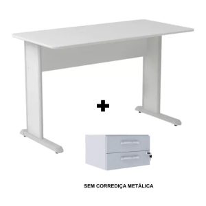 Mesa Escritório 1,20x0,60m - c/ Gavetas - JOB - CINZA/CINZA - 43084