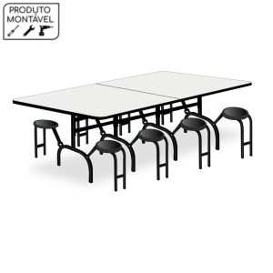Mesa p/ Refeitório ESCAMOTEÁVEL 08 Lugares - MDP BRANCO DE 25 MM 50047